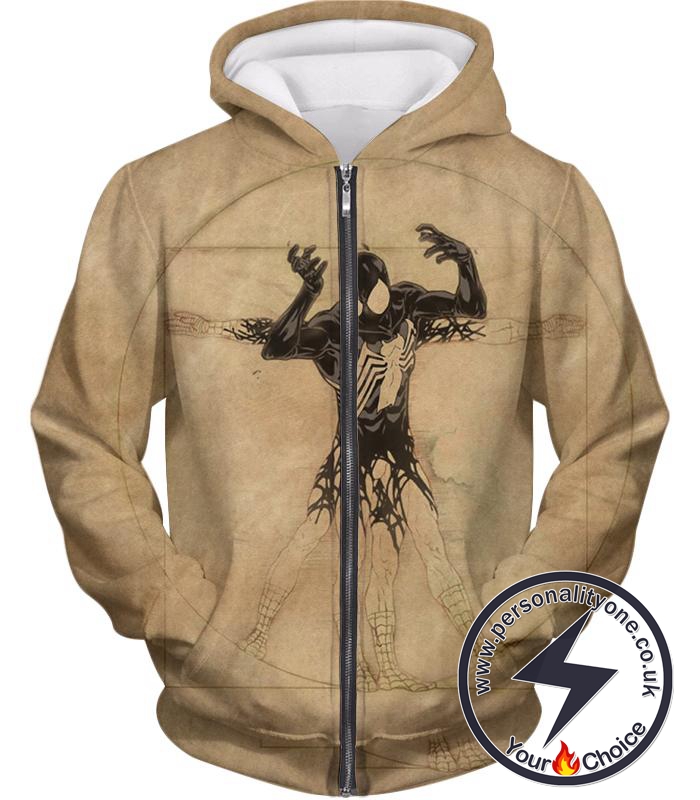 Spiderman Symbiote Bond Cool Brown Zip Up Hoodie